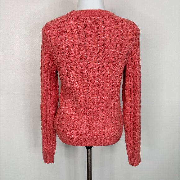 American Eagle Sweater Small Coral Pink Cable Knit Crew Neck Pullover Women's - Picture 5 of 11
